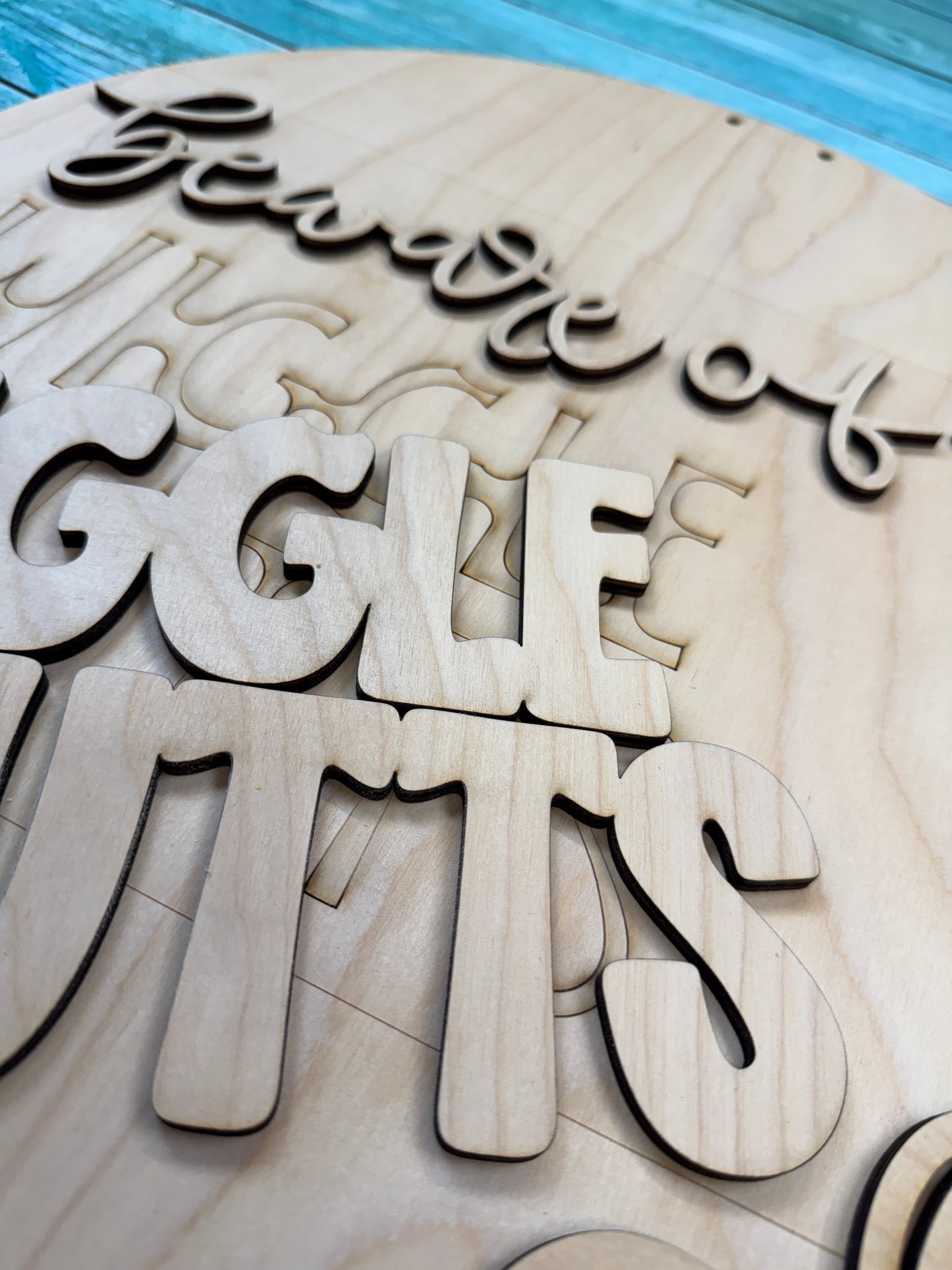 Beware of the Wiggle Butts DIY Wood Door Hanger Kit | Funny Dog Sign