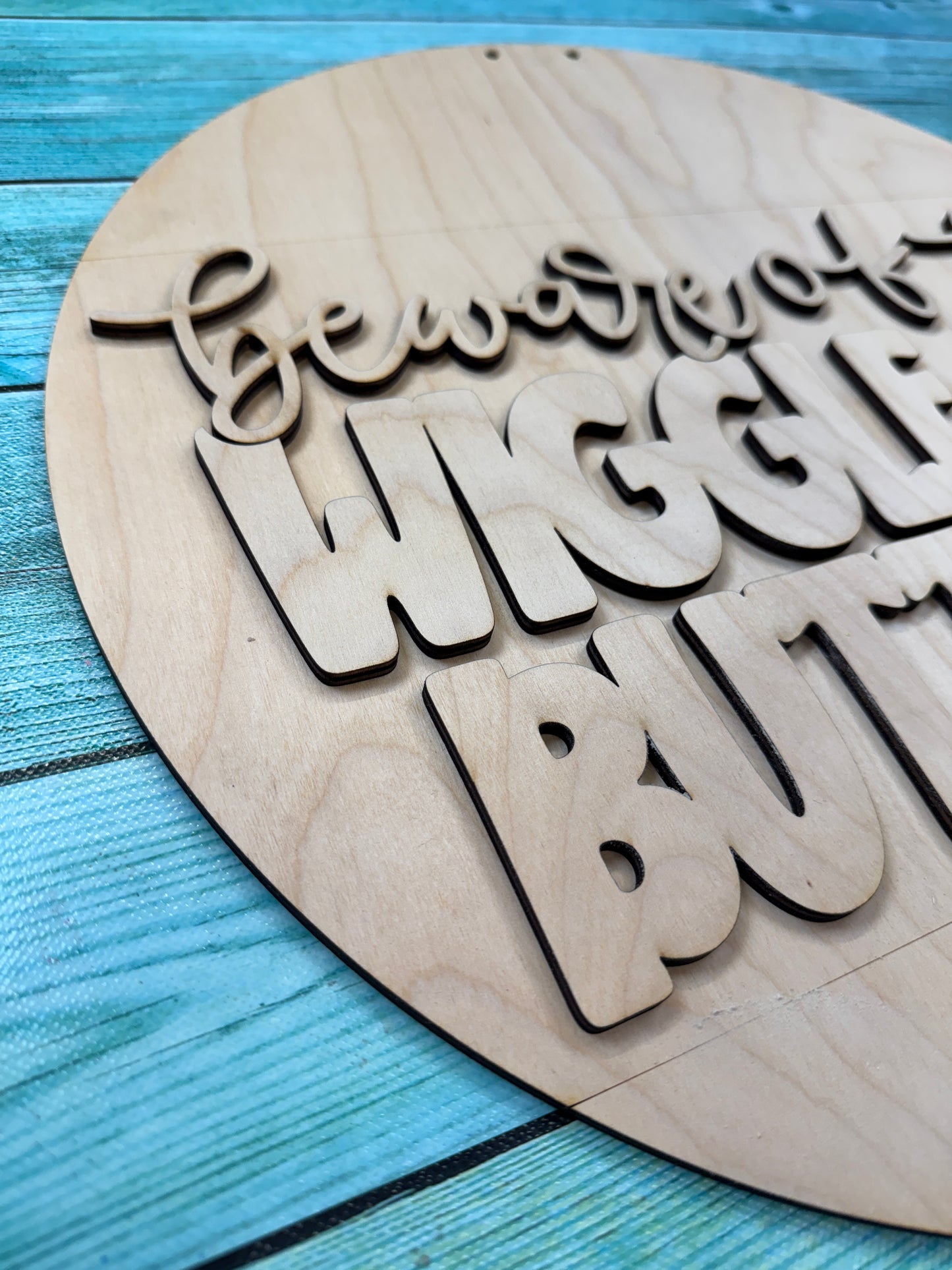 Beware of the Wiggle Butts DIY Wood Door Hanger Kit | Funny Dog Sign