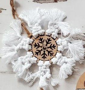 Macrame Blanks Macrame Snowflake Ornament / Snowflake Merry Christmas Ornaments Laser Cut / Wooden Blank Ornament