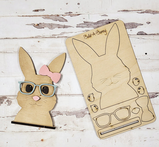Build A Bunny DIY Pop Out Kit Laser Cut / Engraved Wooden Blank