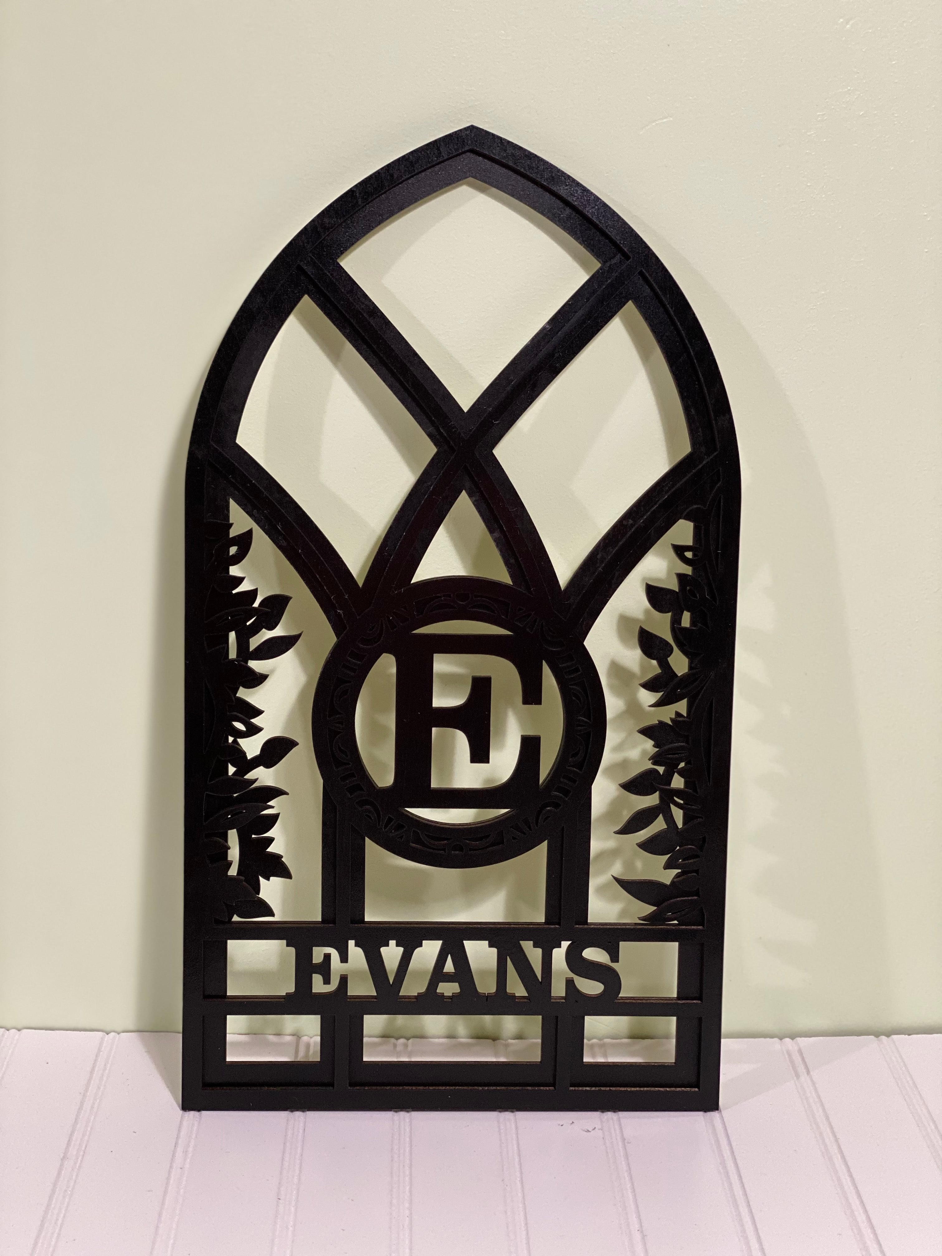 Google Window Monogram Arched Window Monogram Door Hanger Laser Cut Blank for DIY Project ...