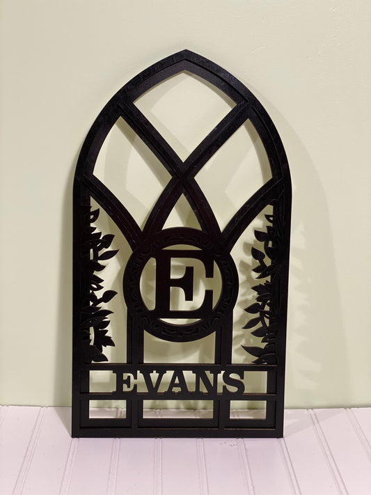 Arched Window Monogram Door Hanger Laser Cut Blank for DIY Project