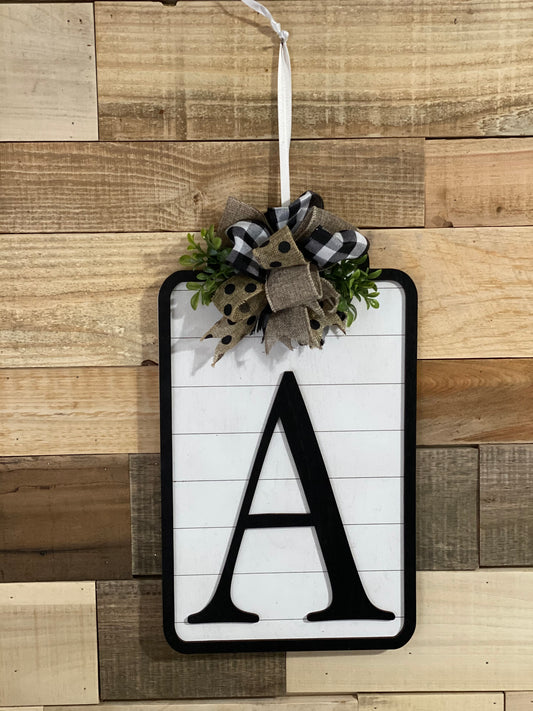 Monogram Initial Shiplap Tag Door Hanger Laser Cut Blank for DIY Project