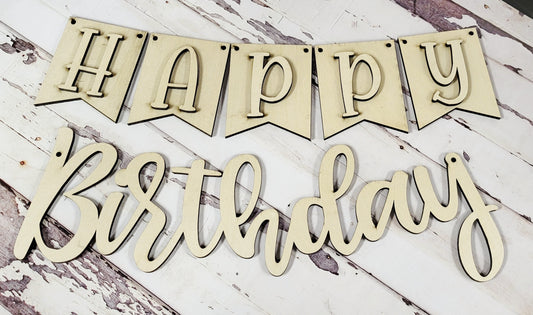 Happy Birthday Banner Layered Laser Cut Blank for DIY Project