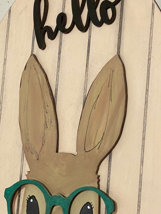 Bunny with Glasses and Egg Shaped Door Hanger