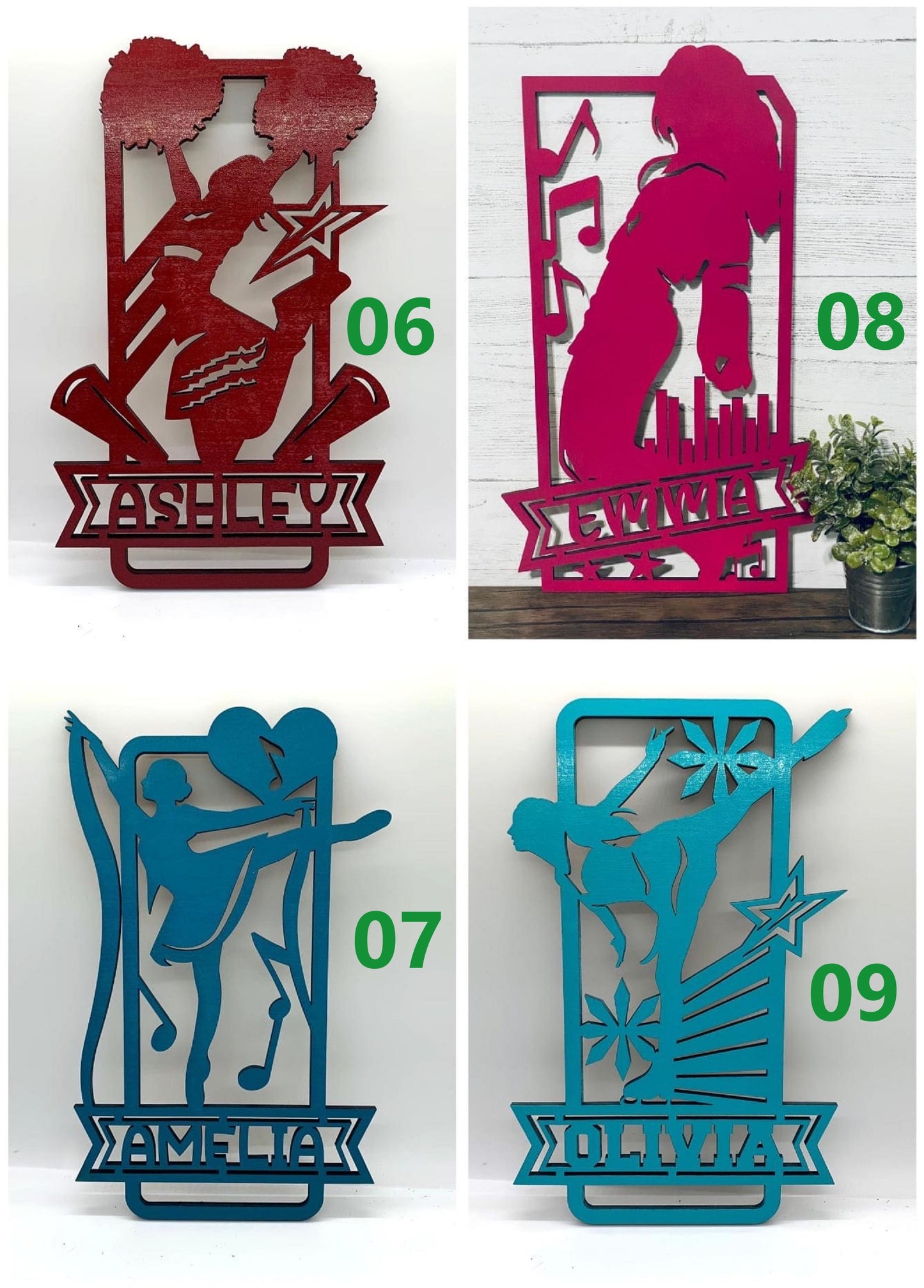Personalized Sports Themed Name Plaques Wood Laser Cutout Blanks