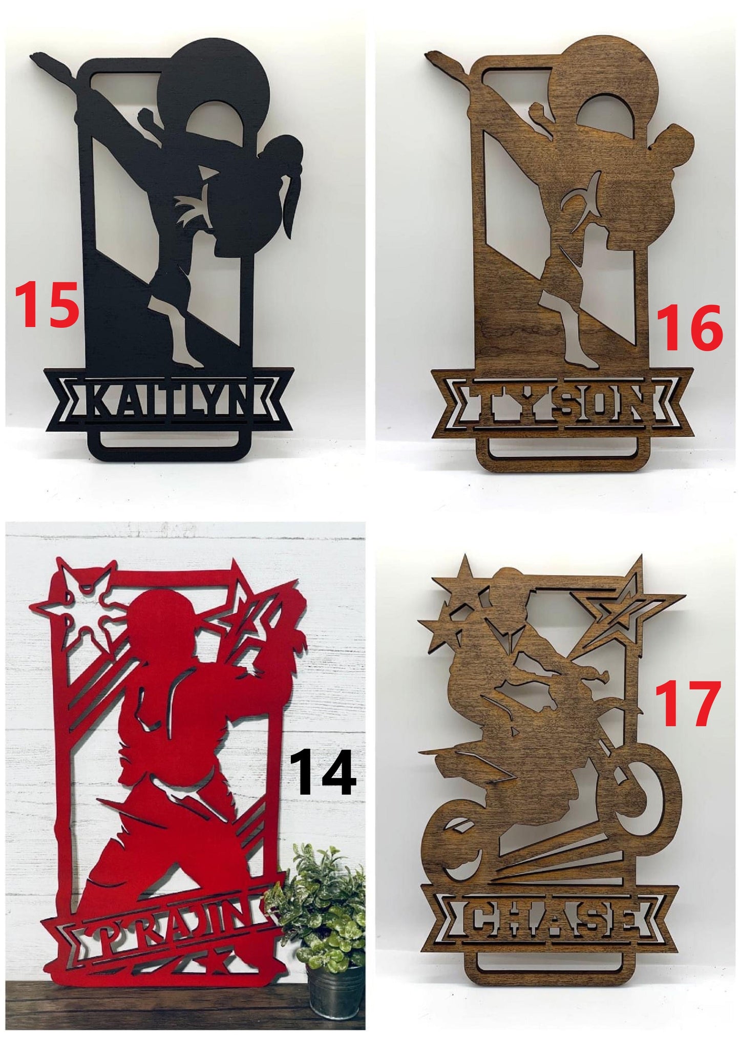 Personalized Sports Themed Name Plaques Wood Laser Cutout Blanks