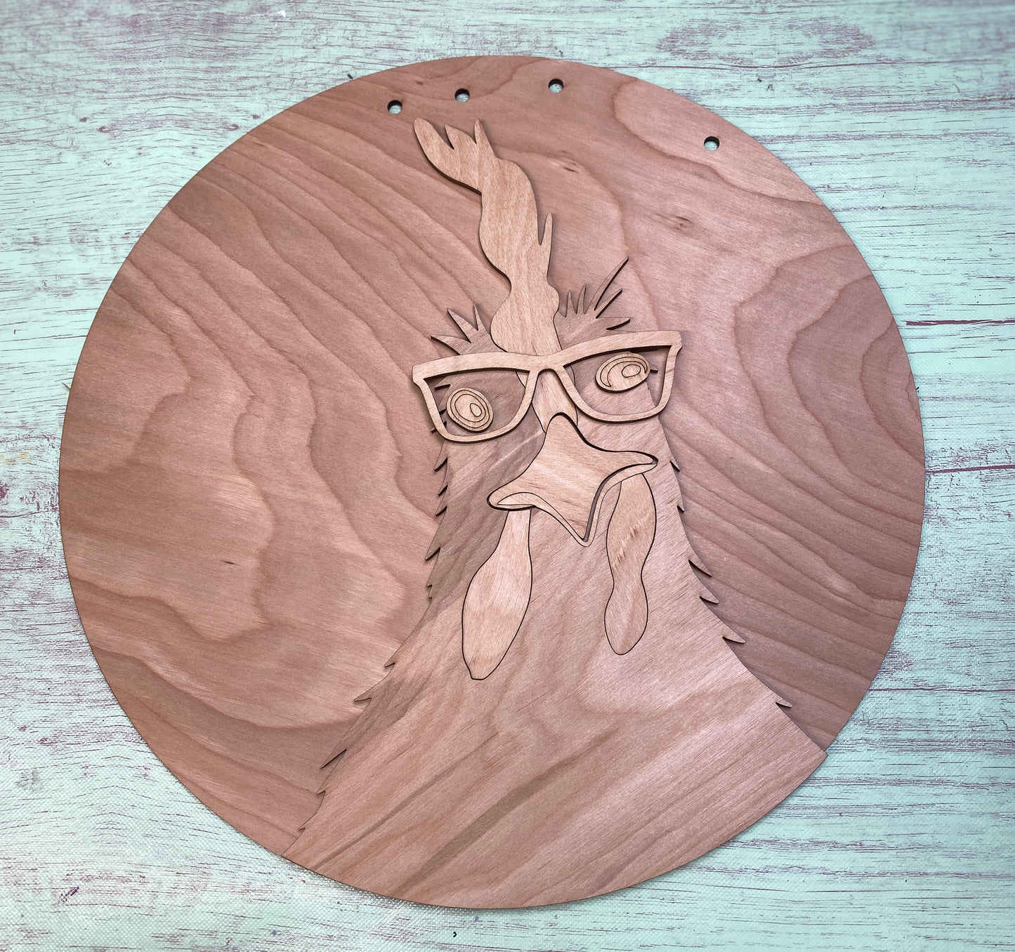 Crazy Chicken with Glasses Laser Cut Door Hanger / Blanks for DIY Project