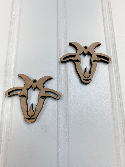 Goat Head Silhouette Earrings Laser Cut Out Blank