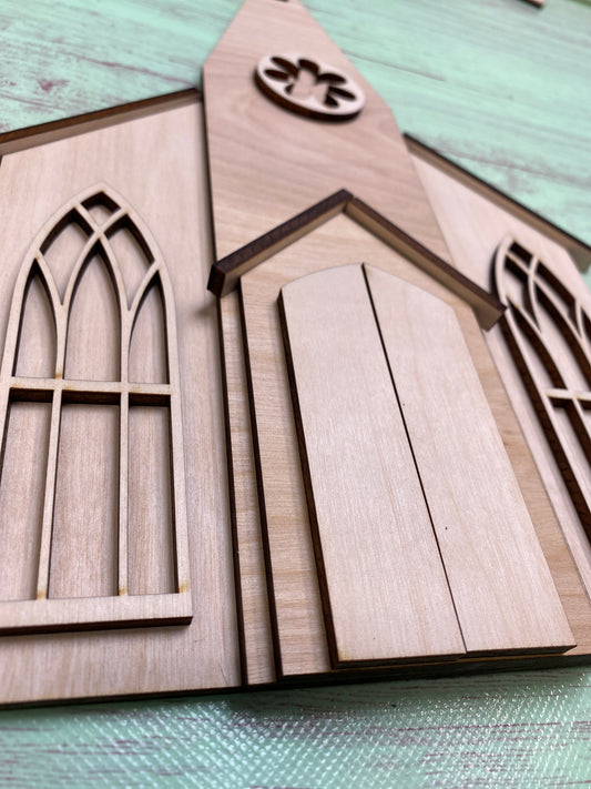Church Shelf Leaner Wooden Laser Cut Out Blank