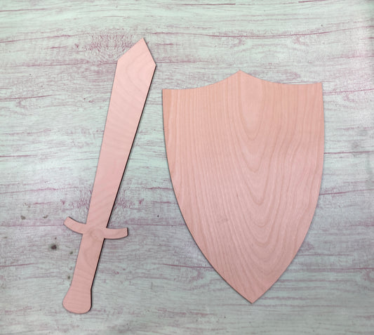 Sword and Shield Prop / Costume Piece Shape Laser Cut Blank for DIY Project