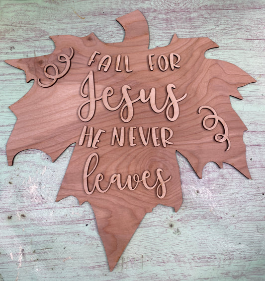 Fall Leaf / Fall for Jesus Door Hanger Laser Cut Wooden Blank / Maple Leaf Fall DIY