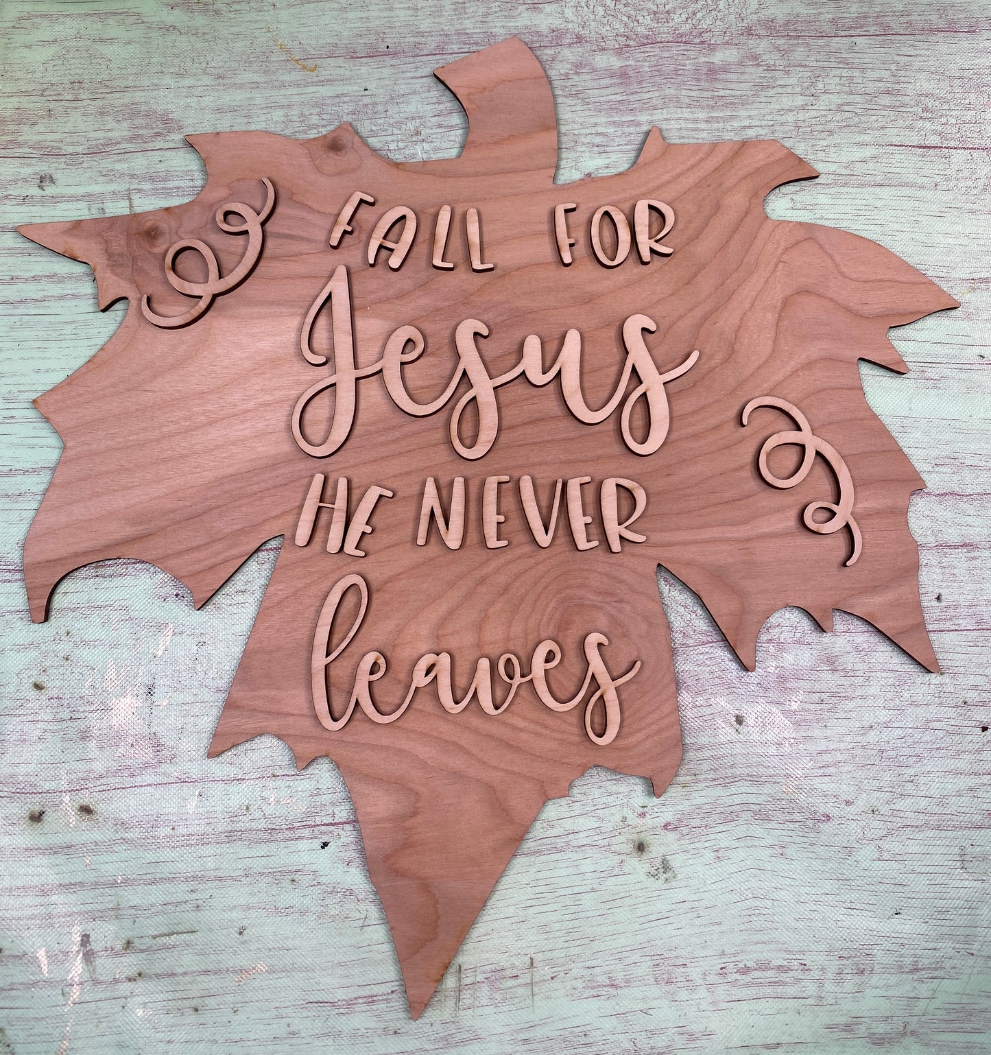 Fall Leaf / Fall for Jesus Door Hanger Laser Cut Wooden Blank