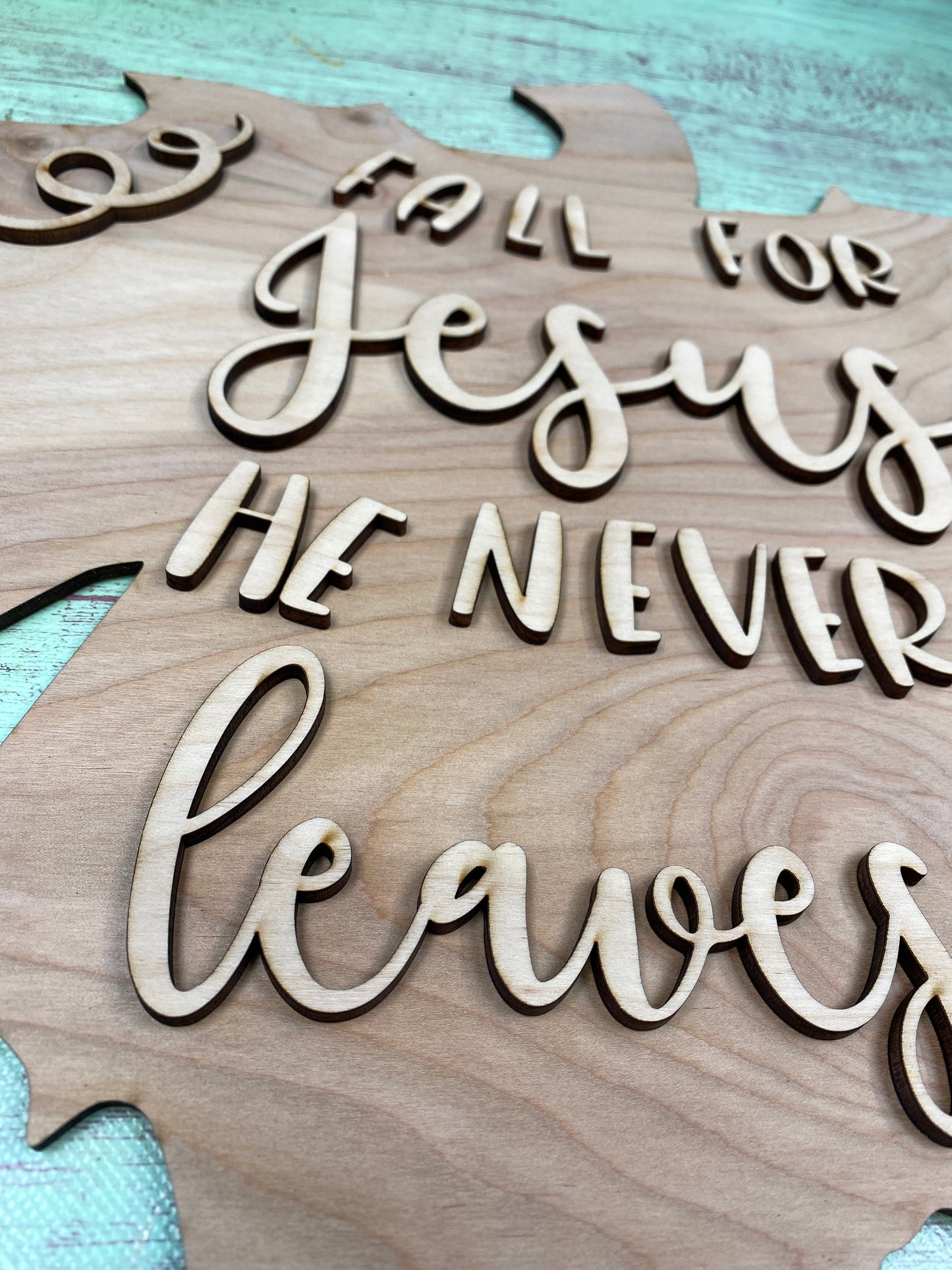 Fall Leaf / Fall for Jesus Door Hanger Laser Cut Wooden Blank / Maple Leaf Fall DIY