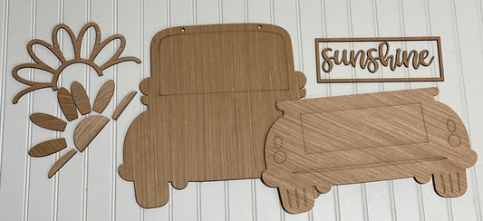 Sunshine with Daisy Truck Laser Cut Out Blank