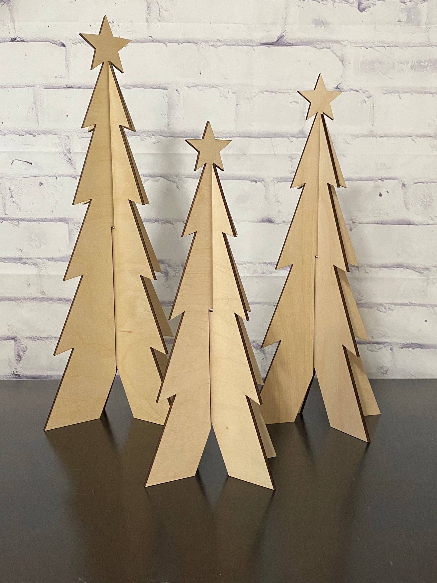 Standing 3D Trees Set of 3 Wood Blank  Laser Cut Out Blank