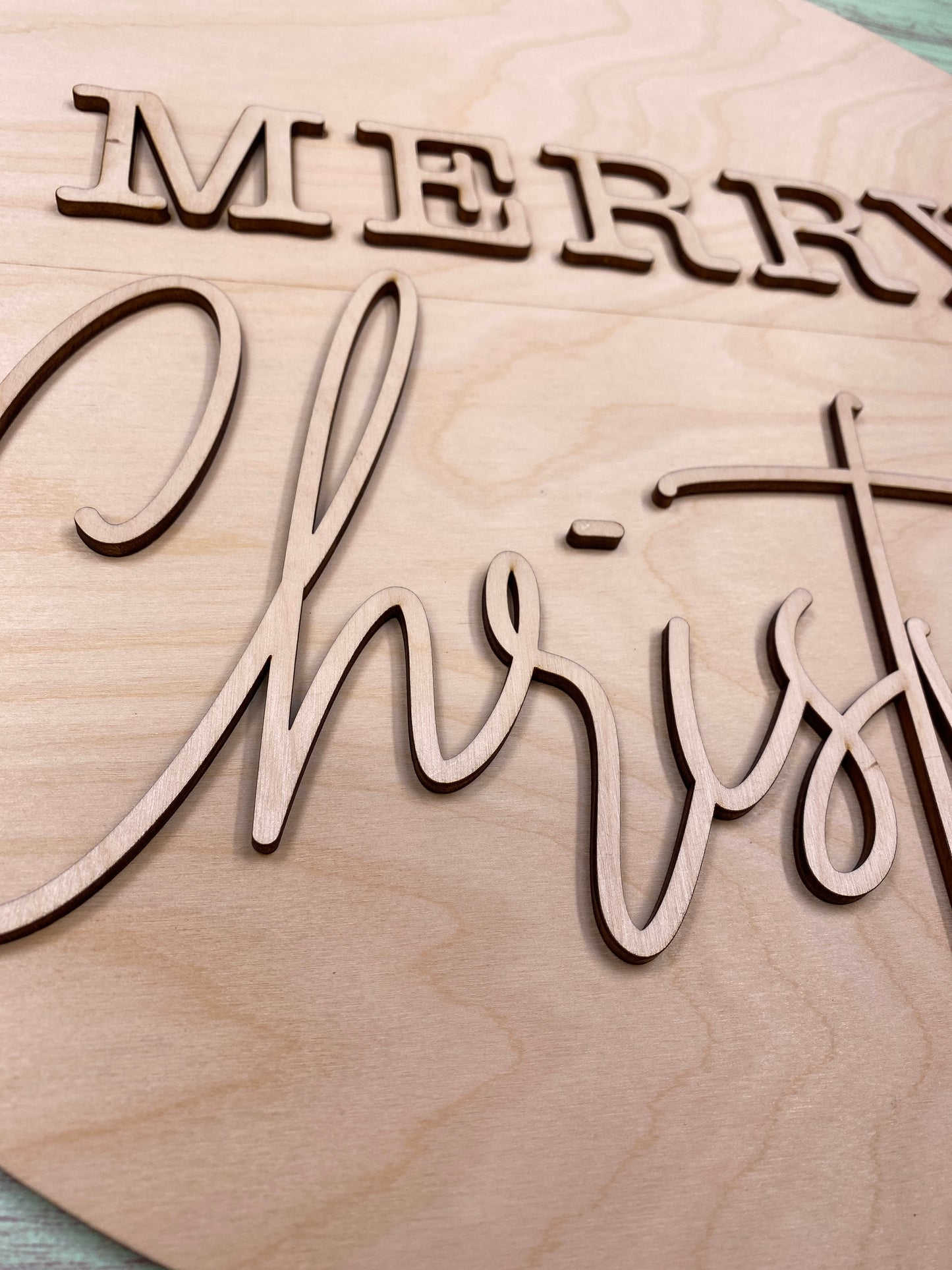 Merry ChrisTmas Door Hanger Laser Cut Blank for DIY Project