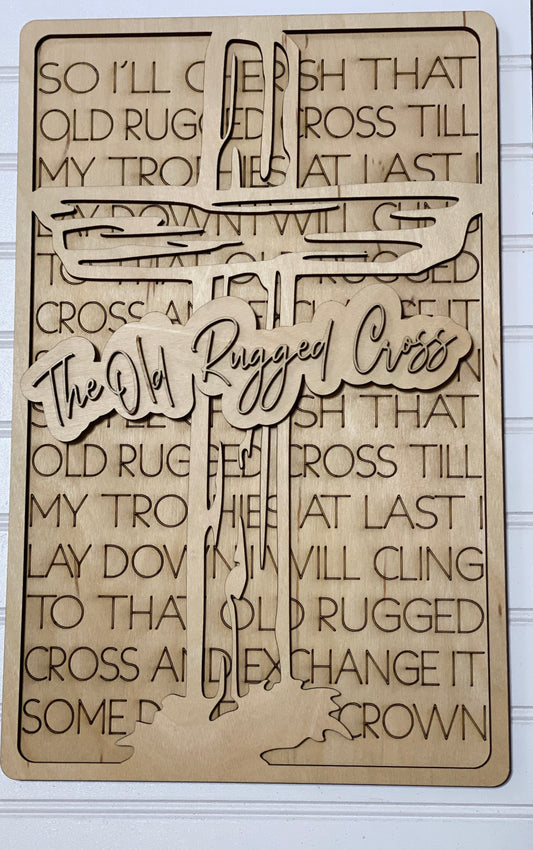 Old Rugged Cross Sign Laser Cut / Engraved Wooden Blank