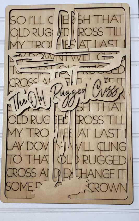 Old Rugged Cross Sign Laser Cut / Engraved Wooden Blank