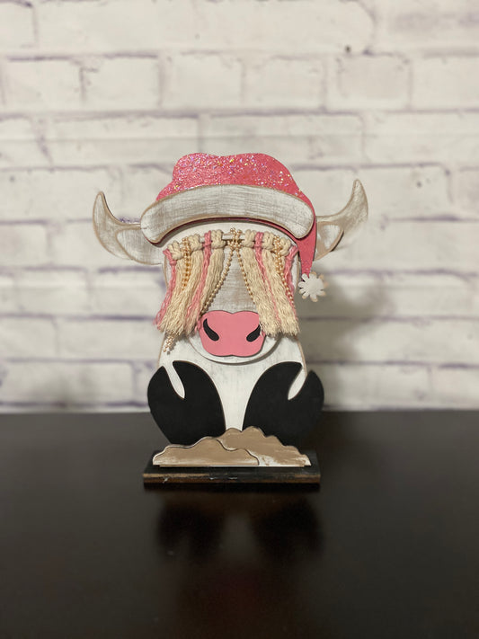 Highland Cow Santa Shelf Sitter /  Laser Cut Blank for DIY Project