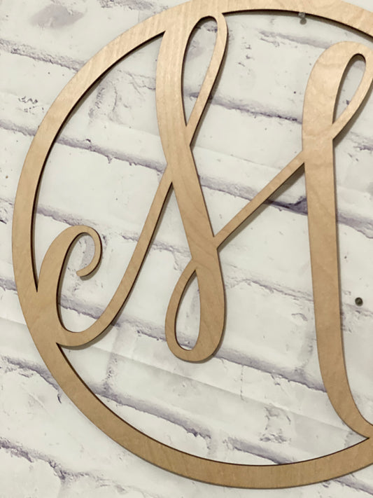 Circle Monogram Door Hanger Laser Cut Blank for DIY Project