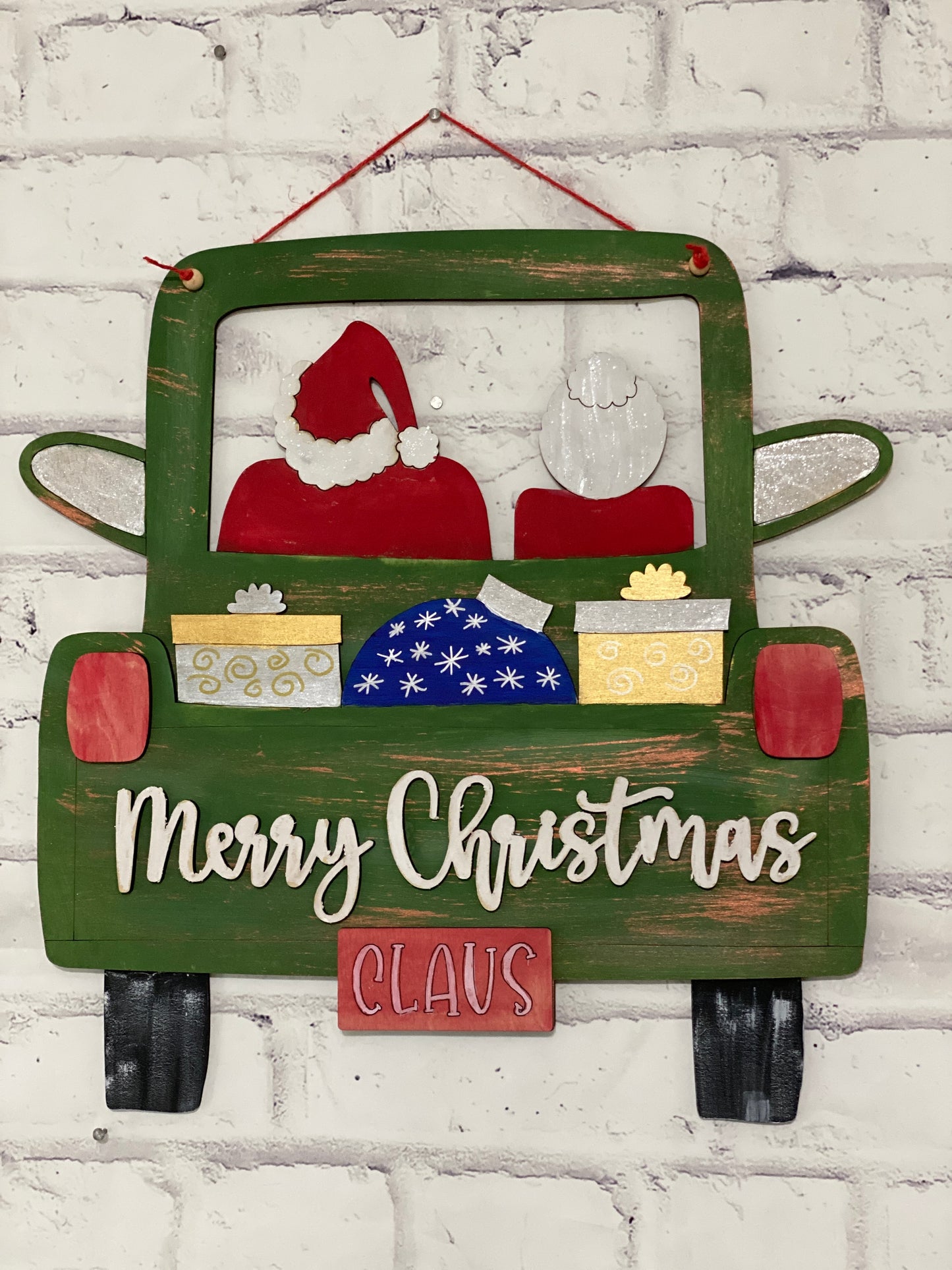 Mr and Mrs Claus Truck Door Hanger Laser Cut Out Blank