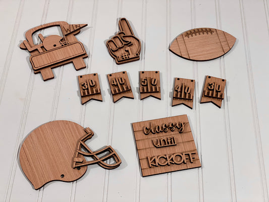 Football Themed Tiered Tray Set Laser Cut Blank for DIY Project