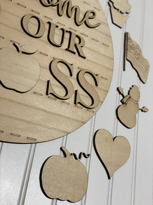 Welcome To Our Class Interchangeable Classroom Door Hanger Laser Cut Out Blank