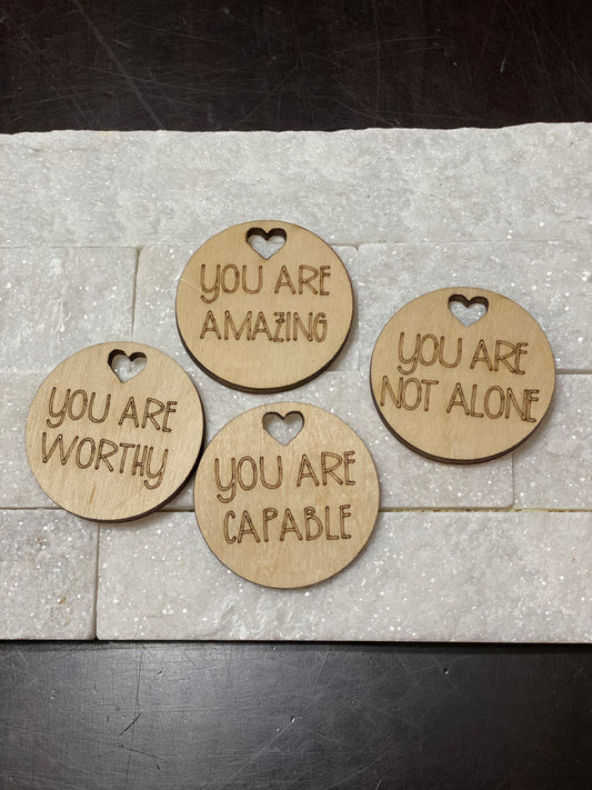 Round Keychain, Charm Laser Cut Out Blank with or without Etching