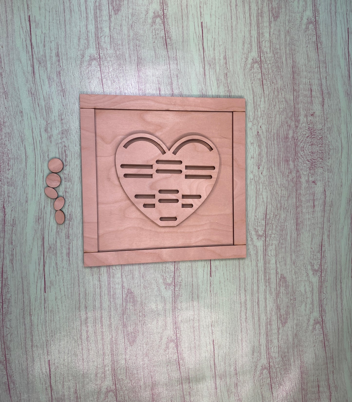 Rag Heart Framed Wooden Blank Valentines Day Decor Laser Cut / Engraved Wooden Blank