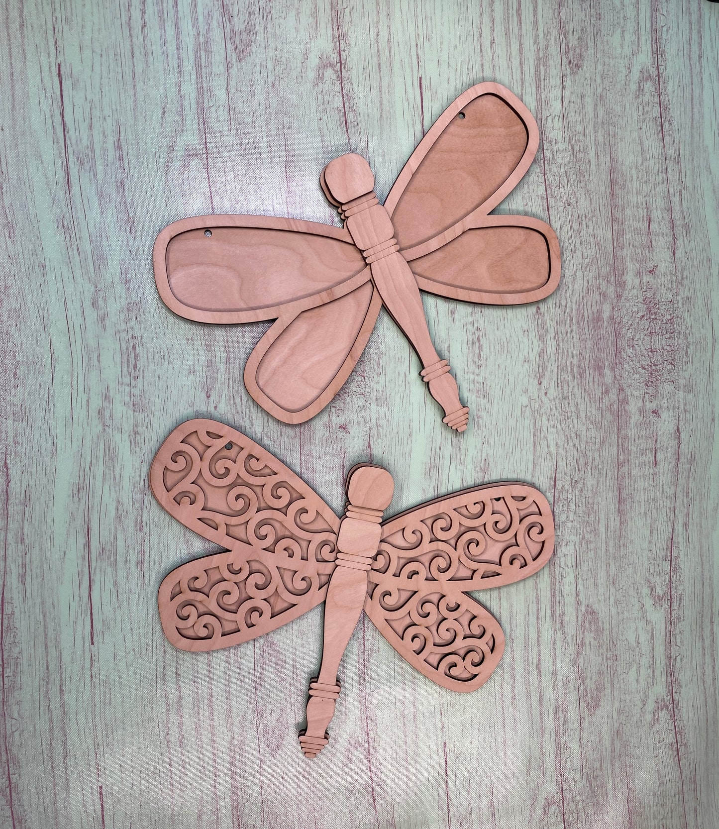 Spindle Dragonfly Laser Cut / Engraved Wooden Blank