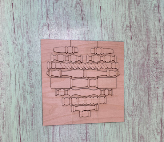 Spindle Heart Shelf Leaner Laser Cut / Engraved Wooden Blank