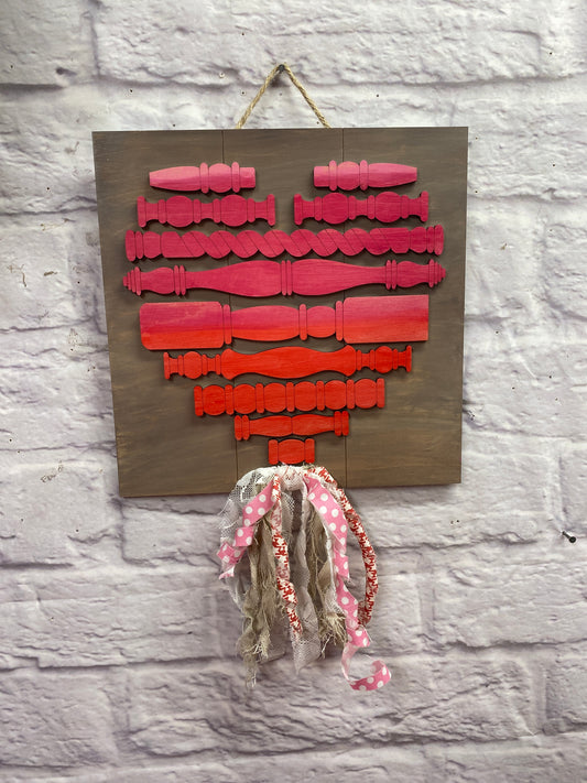 Spindle Heart Shelf Leaner Laser Cut / Engraved Wooden Blank