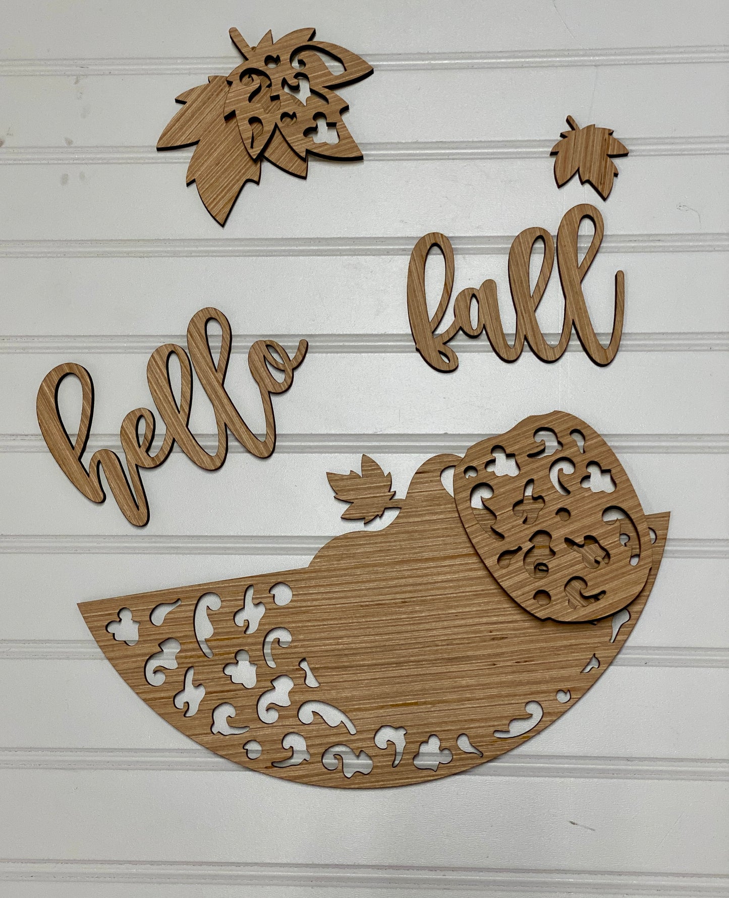 Hello Fall Leopard Design Door Hanger Laser Cut / Engraved Wooden Blank