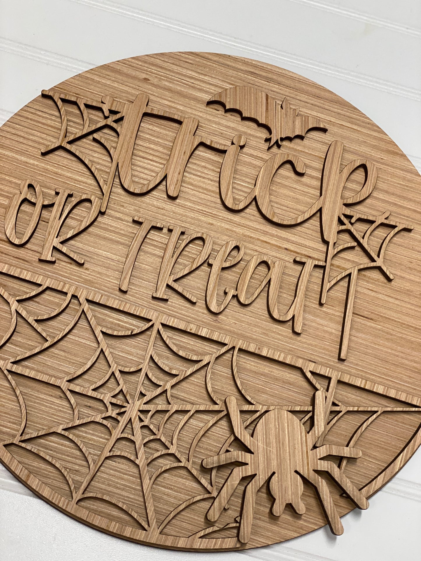 Trick or Treat  Door Hanger Laser Cut / Engraved Wooden Blank