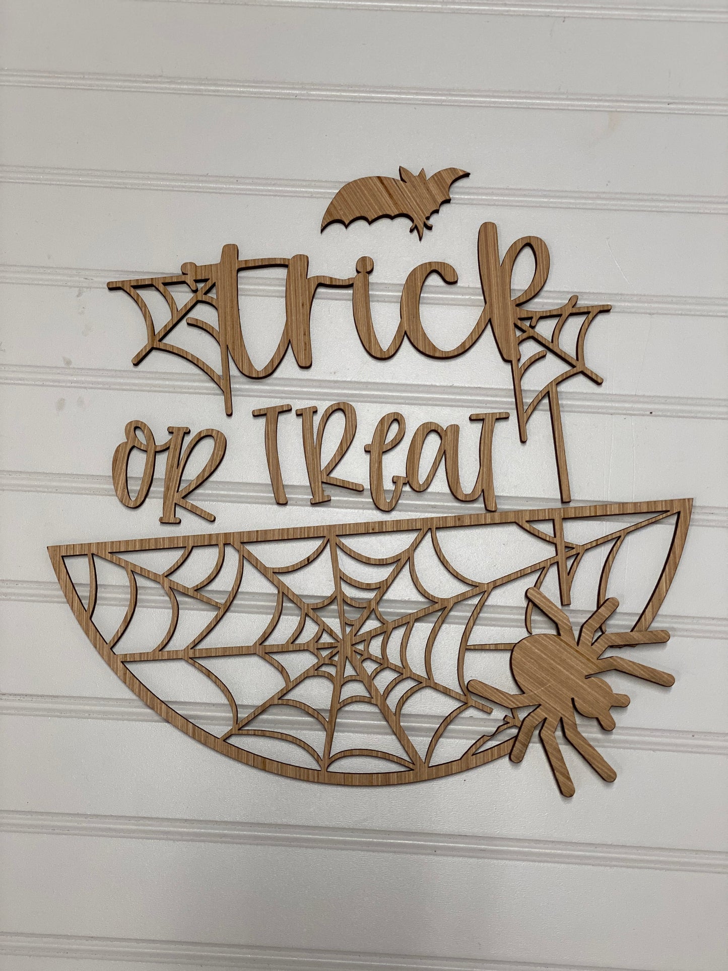 Trick or Treat  Door Hanger Laser Cut / Engraved Wooden Blank