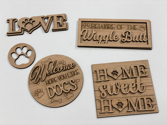 Dog Theme Tiered Tray Set Laser Cut Blank for DIY Project