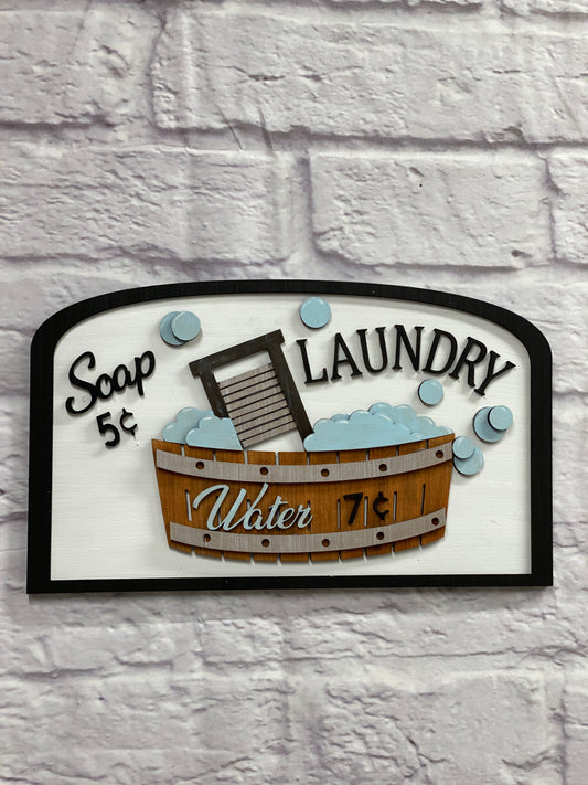 Laundry Soap and Water Sign Laser Cut / Engraved Wooden Blank