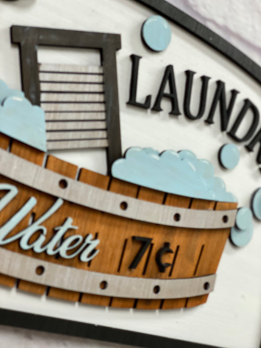 Laundry Soap and Water Sign Laser Cut / Engraved Wooden Blank