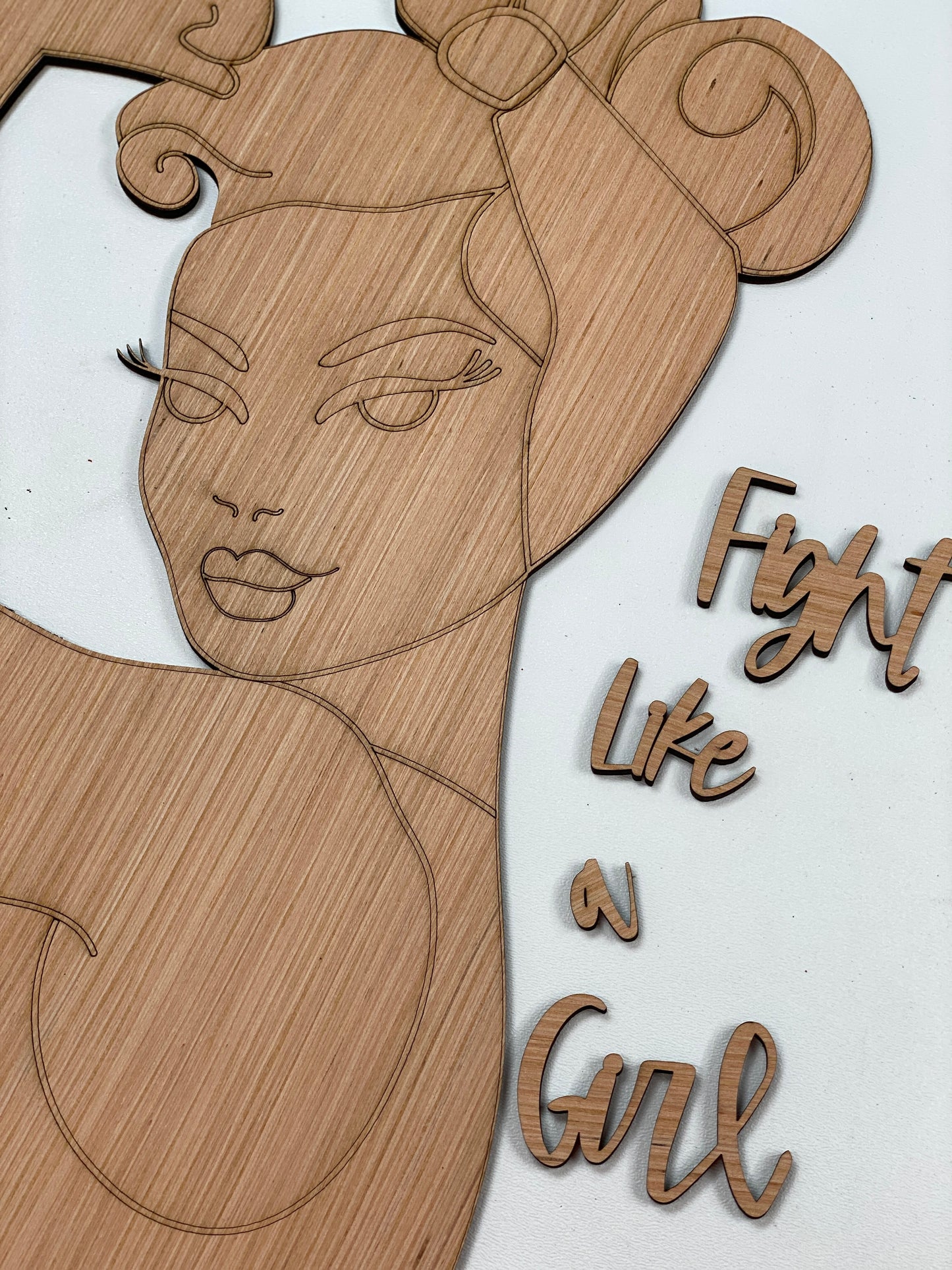 Fight Like A Girl Door Hanger Laser Cut Blank for DIY Project