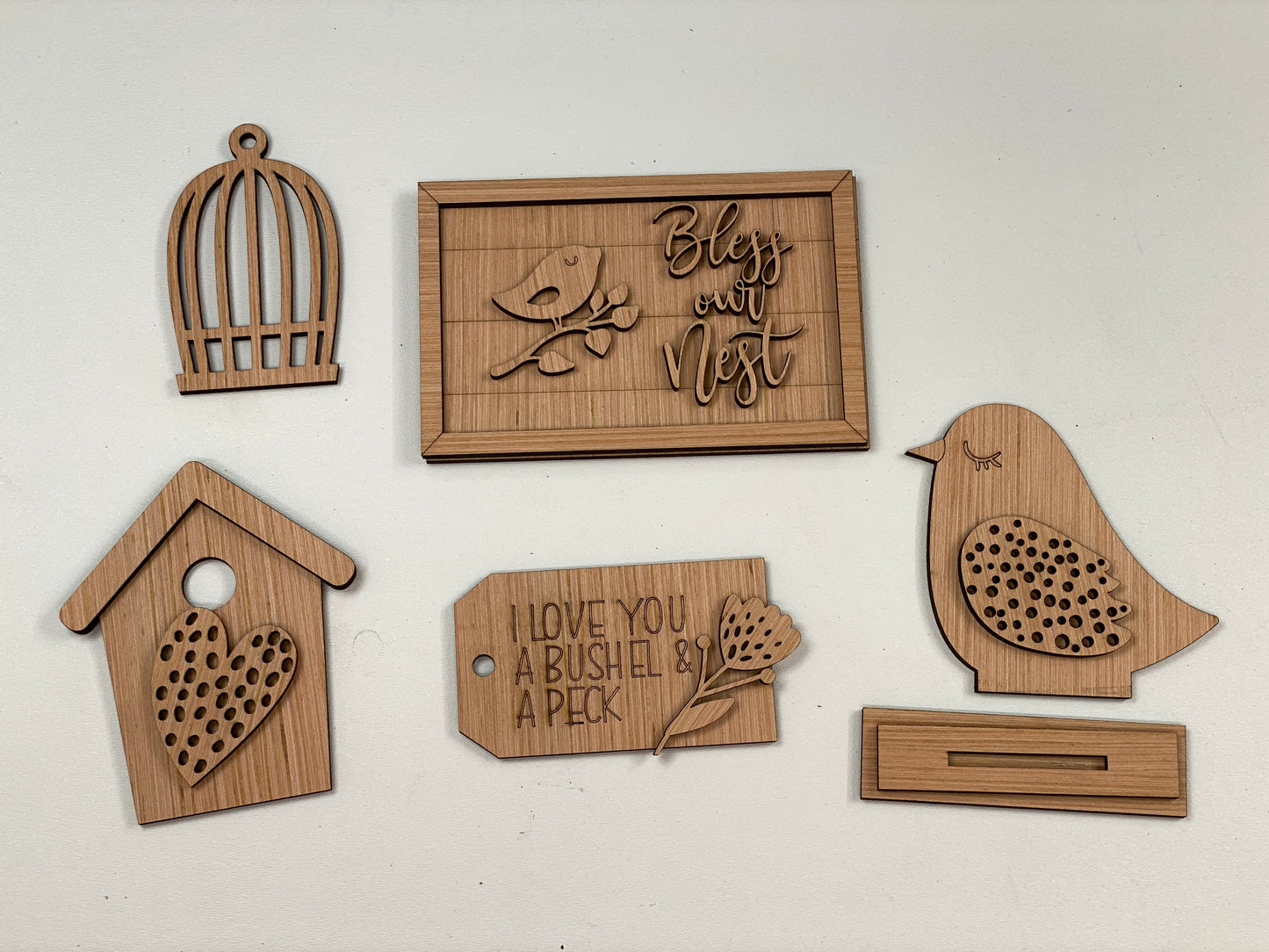 Bird Themed Tiered Tray Set Laser Cut Blank for DIY Project