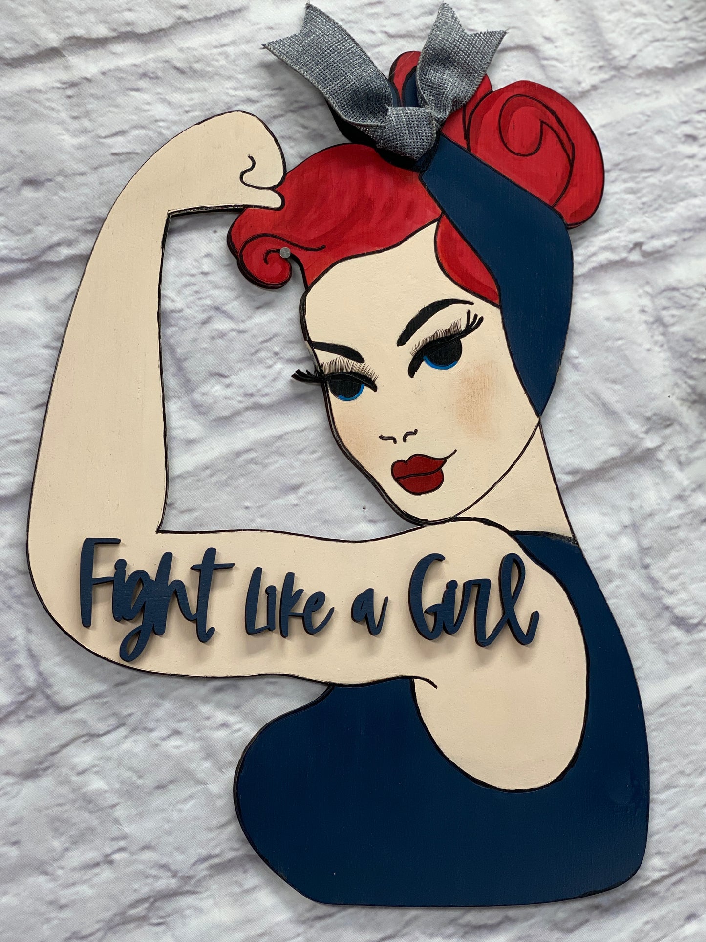 Fight Like A Girl Door Hanger Laser Cut Blank for DIY Project