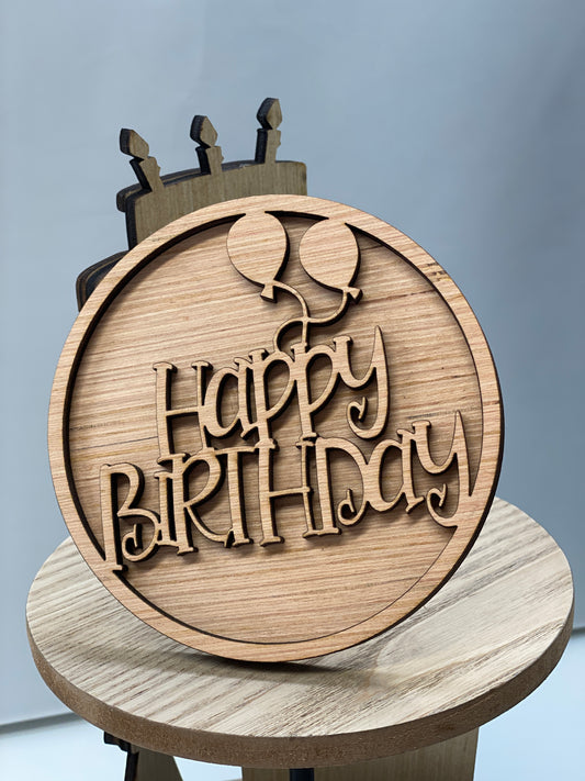 Birthday Themed Tiered Tray Set Laser Cut Blank for DIY Project