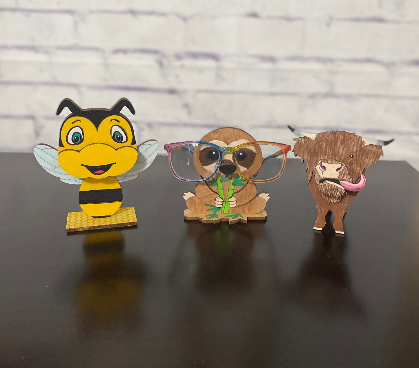 Eyeglass Holder, Unicorn, Hedgehog, Pig, Dino Eyeglass Stand   Laser Cut / Engraved Wooden Blank