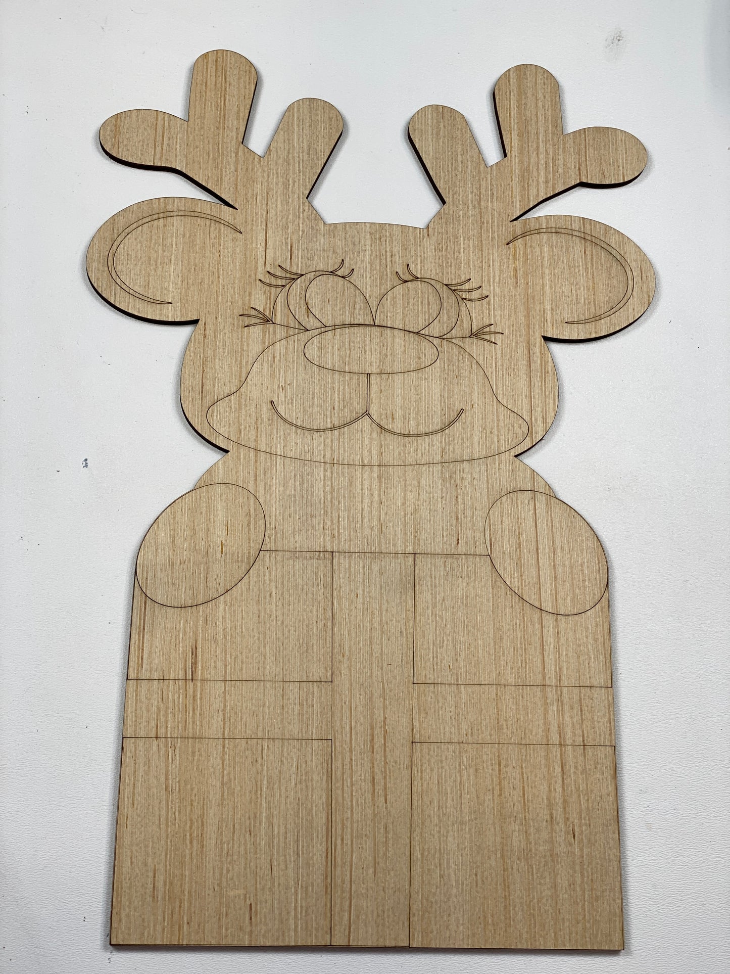 Reindeer Gift  Door Hanger Laser Cut Out Blank