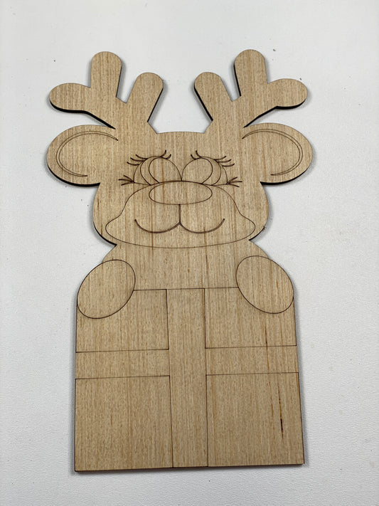 Reindeer Gift  Door Hanger Laser Cut Out Blank