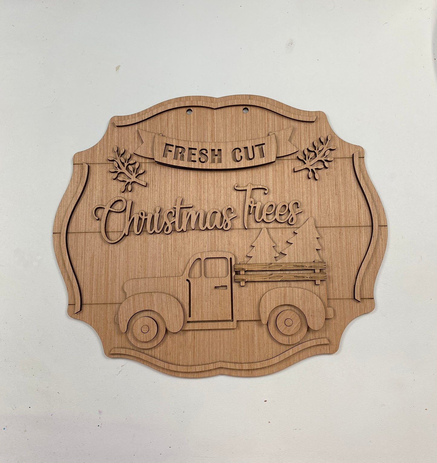 Fresh Cut Christmas Trees Door Hanger Laser Cut Blank for DIY Project
