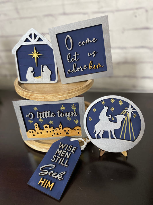 Nativity Scene Tiered Tray Set Laser Cut Blank for DIY Project
