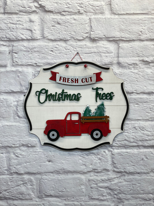 Fresh Cut Christmas Trees Door Hanger Laser Cut Blank for DIY Project