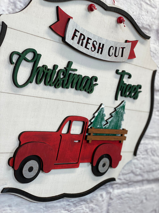 Fresh Cut Christmas Trees Door Hanger Laser Cut Blank for DIY Project